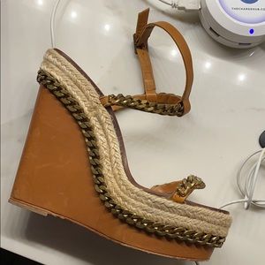 Leather chain linked wedges